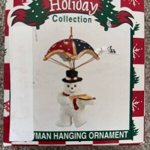 Charming Snowman Ornament with Festive Umbrella